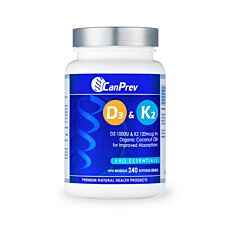 CanPrev D3 & K2 + Organic Coconut Oil 240 Softgels