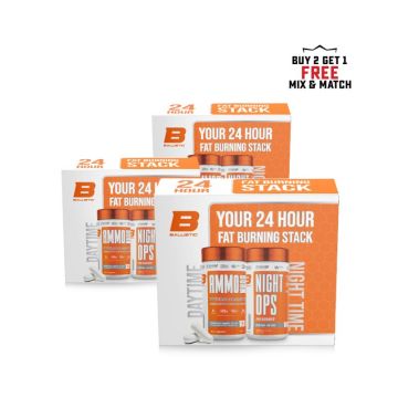 Ballistic Supps 24 Hour Fat Burning Kit - Ammo Burn + Night Ops Buy 2 Get 1 Free